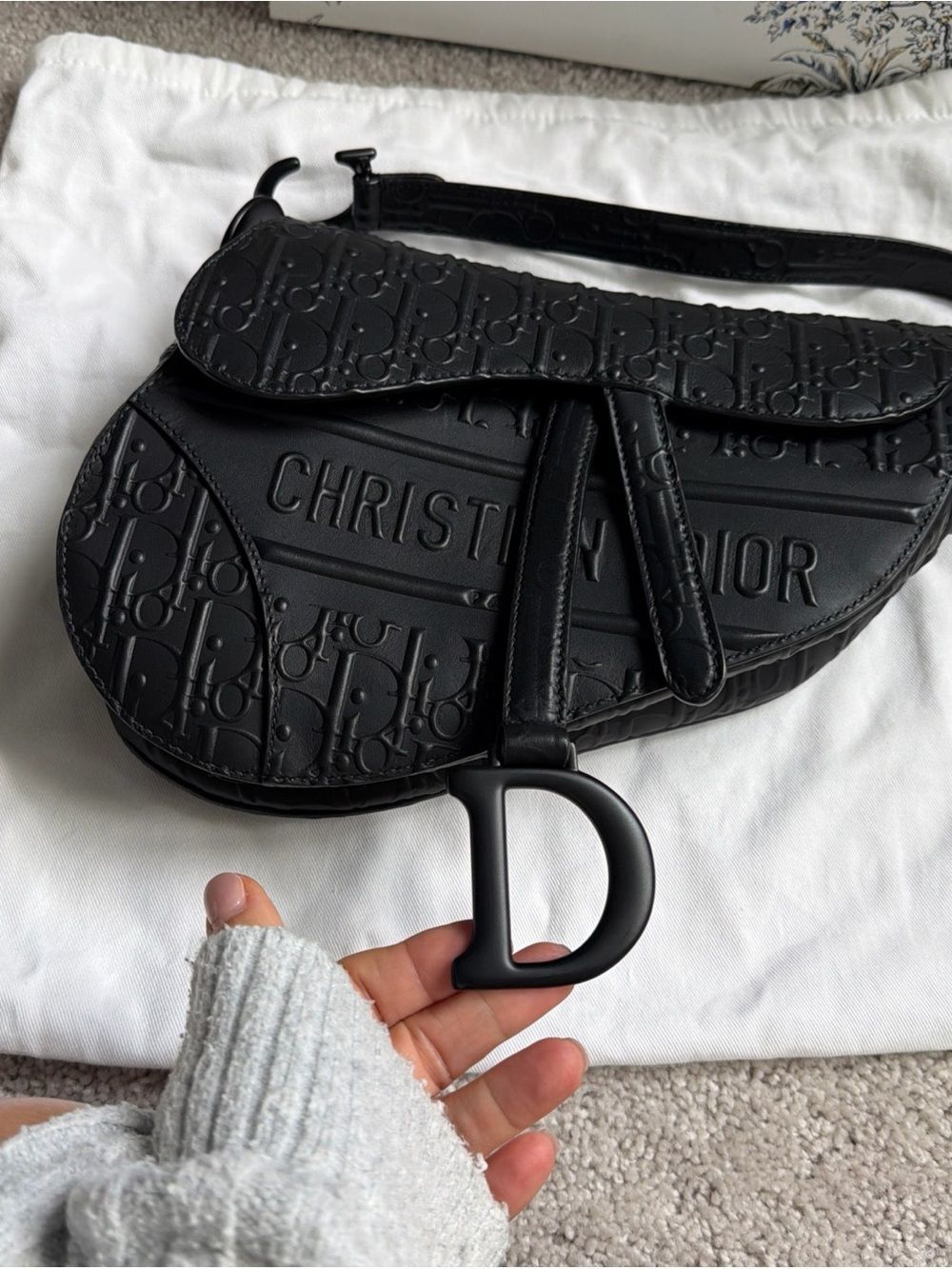 Christian Dior Saddle Bag in Black Dior Gravity Leather D 7 2023 NWT $5000 - Picture 9 of 12